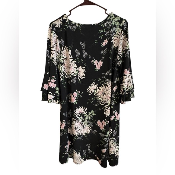 SJS Womens A-Line Floral Bell Sleeve Dress  1X - Picture 2 of 4